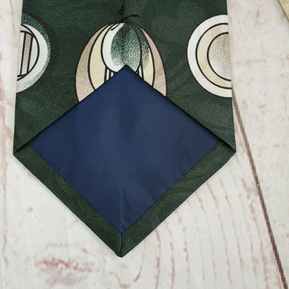 Christian Armand Men's Cream Green Abstract Design Rare Hand Made Necktie - Picture 9 of 12